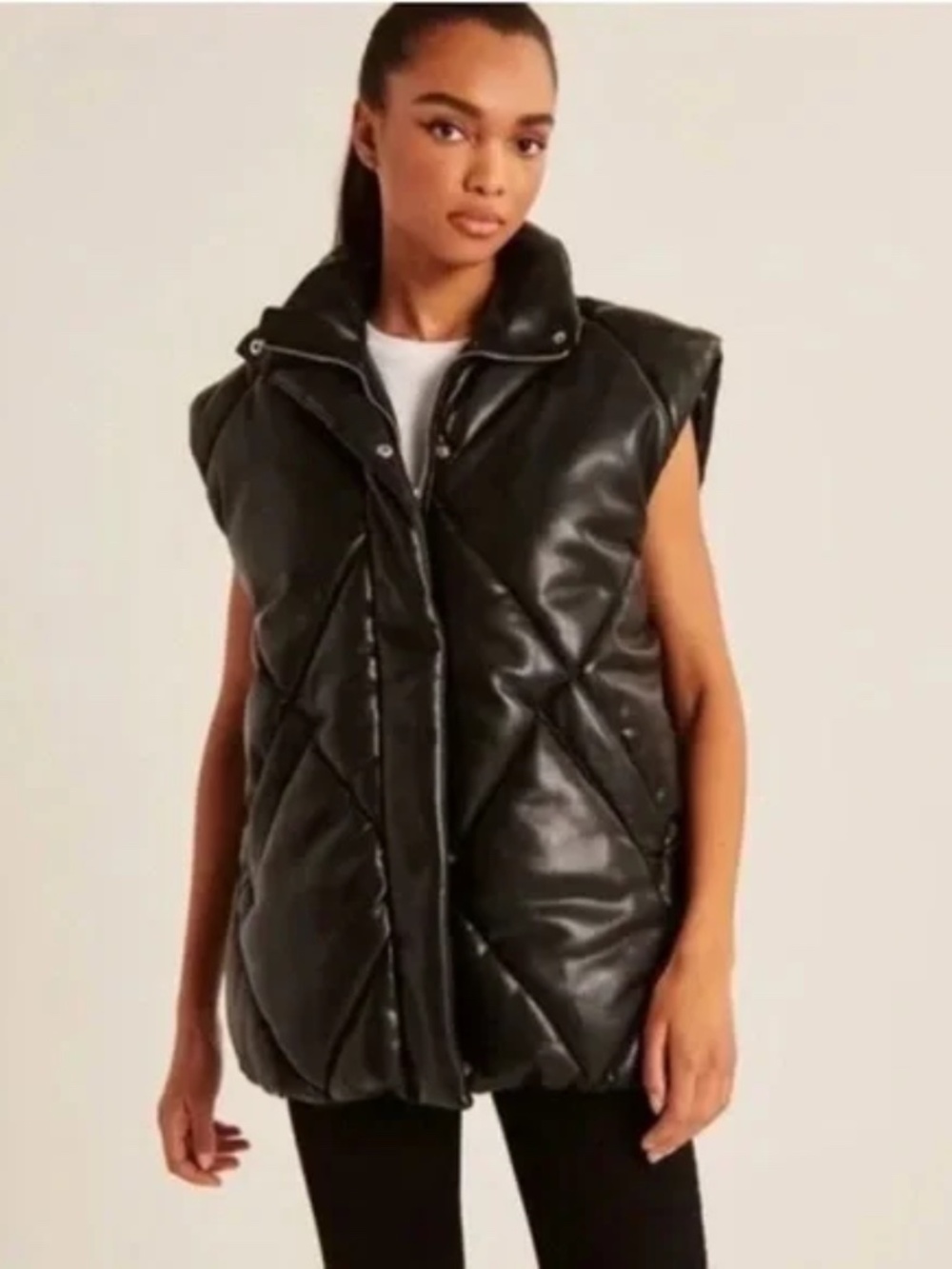 Abercrombie & Fitch Oversized Vegan Leather Vest